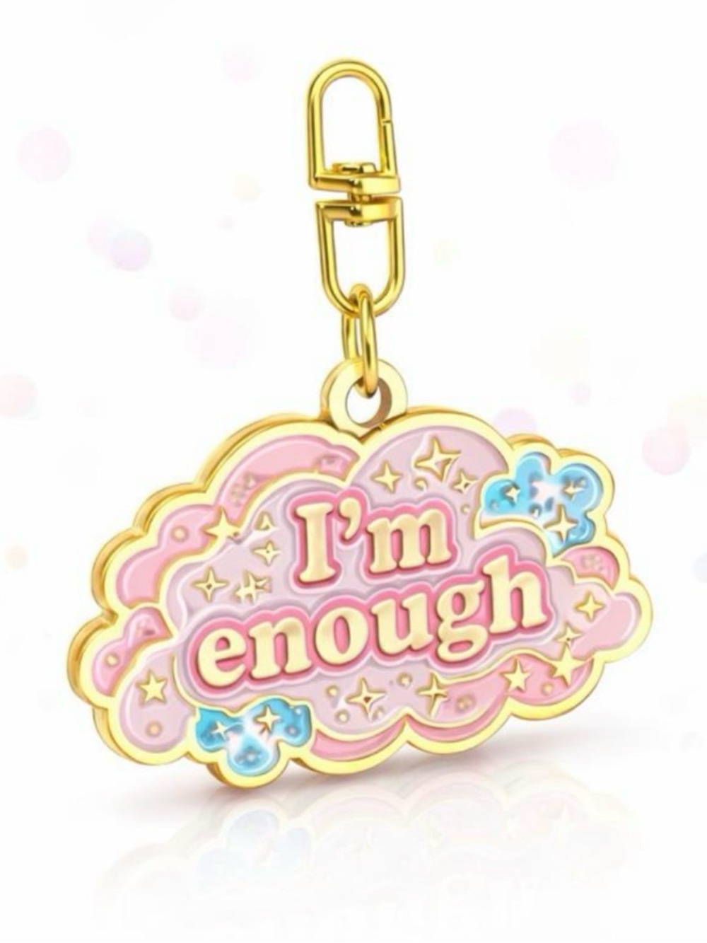 Pink Cloud "I'm Enough" Enamel Keychain Charm